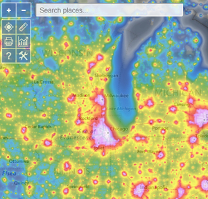 World light pollution map @ lightpollutionmap.info